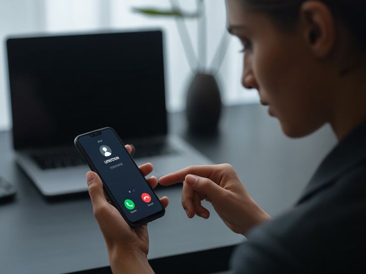 Professional answering a call on a smartphone